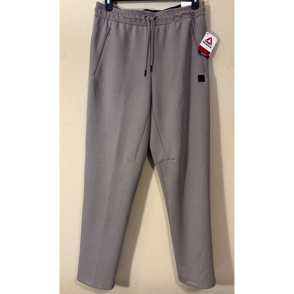 Reebok Flow Jogger Pants Men M Athletic Tapered Relaxed Logo Driftwood‎ NEW